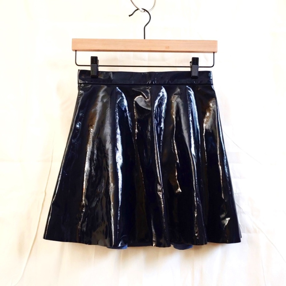 LaPointe Patent Leather Mini-Skirt - Midnight Blue SS 2014 - NWOT